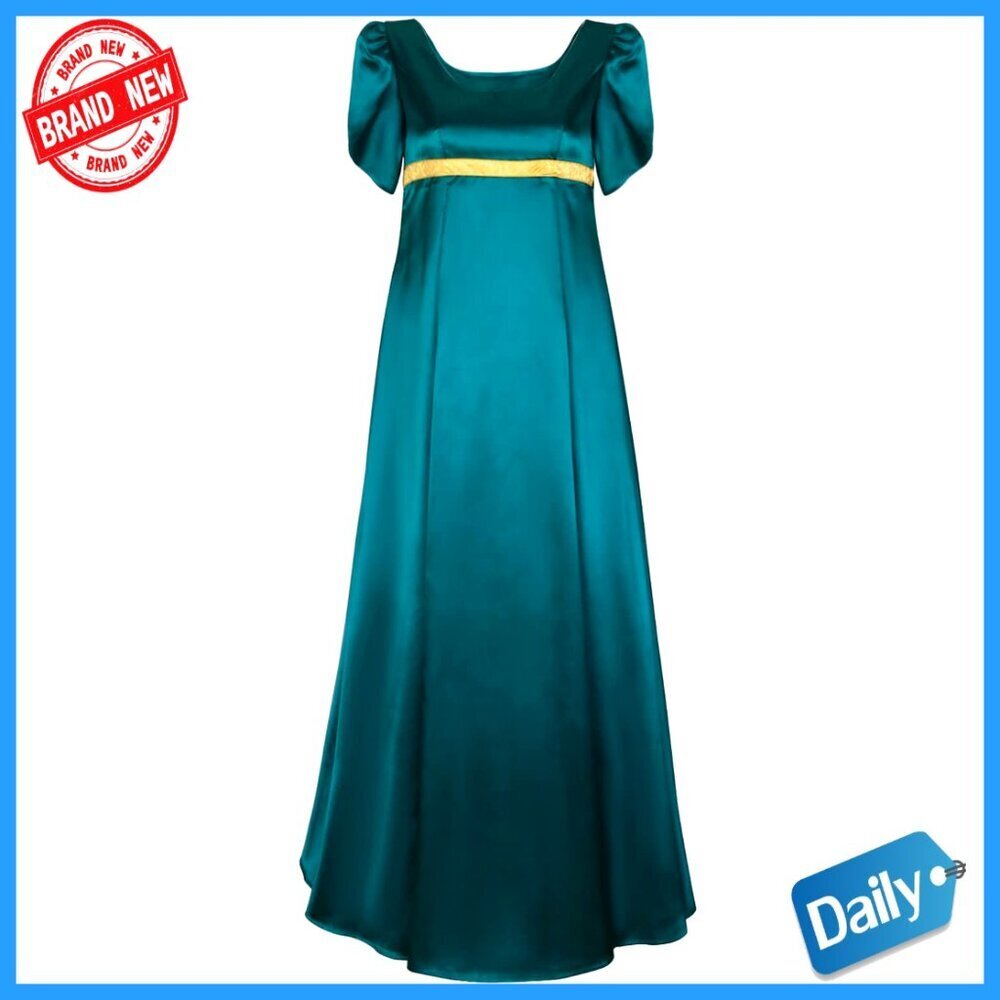Satin Regency Dress Victorian Ball Gown Empire Waist Women's Costume